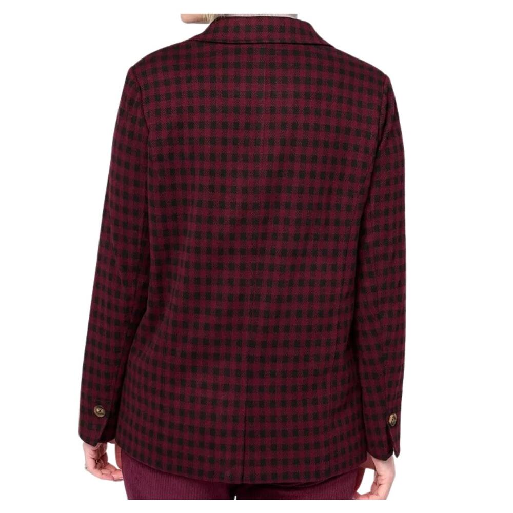 Belle by Kim Gravel Buffalo Check Menswear Jacket Bordeaux NWT Size XL - Picture 4 of 5